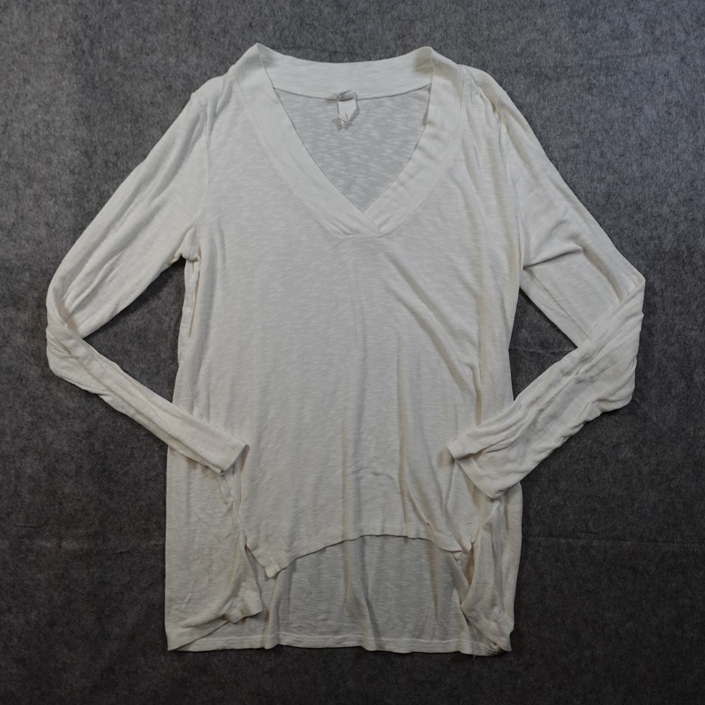Amadi Top Womens Small Anthropologie VNeck Knit Long Sleeve Tunic Sheer White